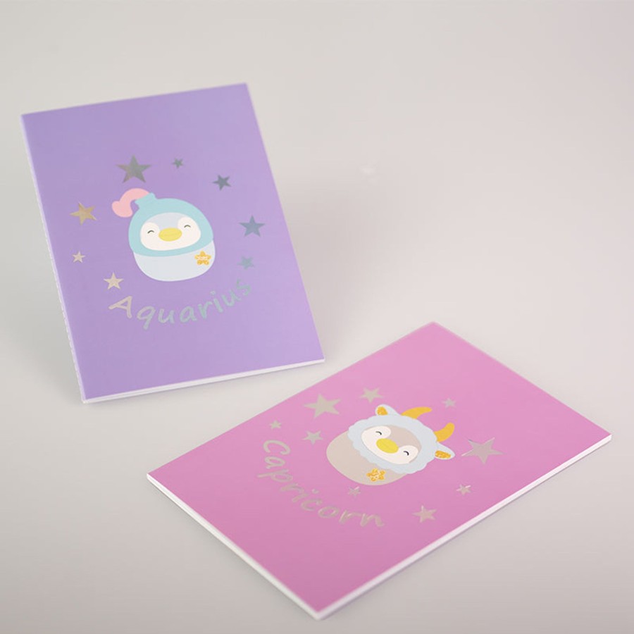 MINISO Quaderno Rilegato A Punto - Collezione Segni Zodiacali (A5) - (2Pz) | Notebook